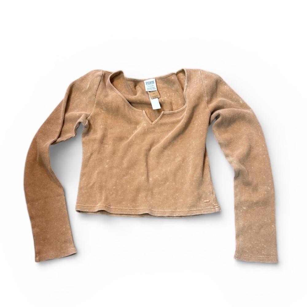 Victoria's Secret Waffle Knit Long Sleeve Scoop‎ Neck Top Size Large NWT